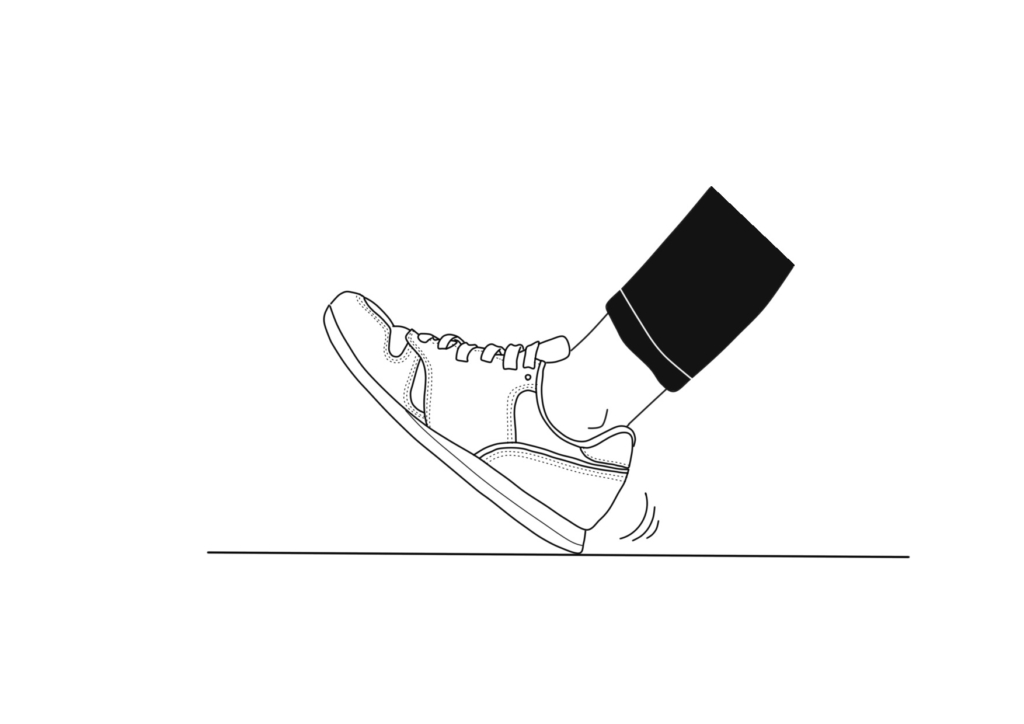 正しい靴の履き方（踵で合わせる）